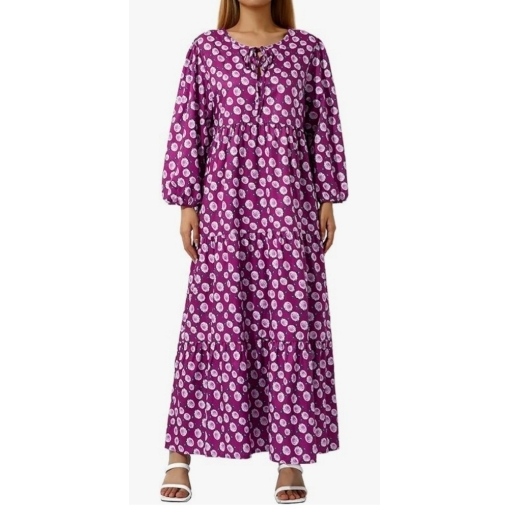 Woman's Elegant Long Lantern Sleeve Maxi Dress